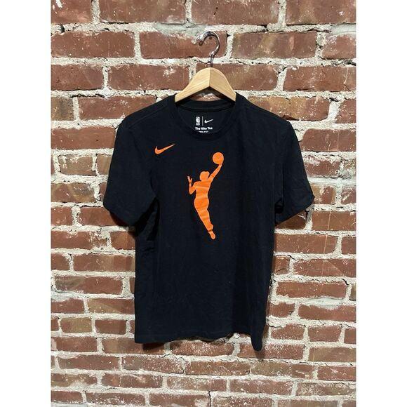 WNBA Logo Woman Nike Tee Dri Fit Orange Black Small - Picture 1 of 4